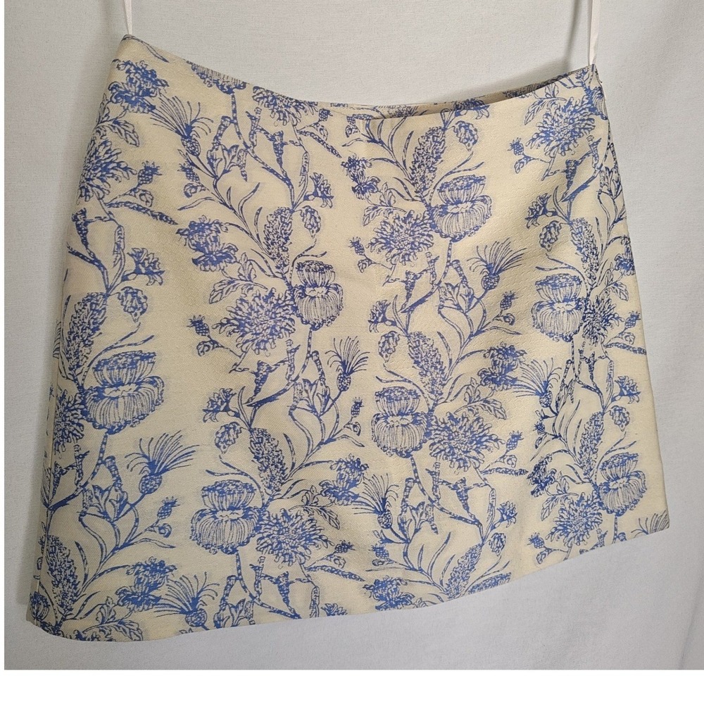 Commense Set Jacquard Square Neck Sleeveless Vest Top Mini Skirt Blue White L - Picture 9 of 16